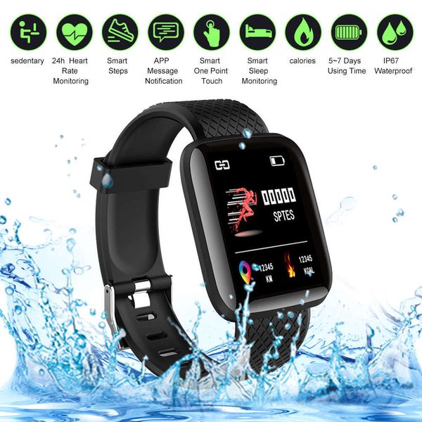 

smart sports watch 116plus, bluetooth wristband, universal step counter, heart rate m