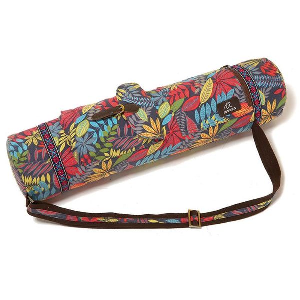 

portable exercise gym casual shoulder leaves print yoga mat bag case carrier waterproof pilates adjustable strap fitness