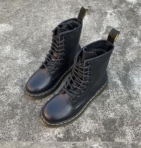 

woman martin boot mens shoes boots men sneakers work sole leather winter, Black