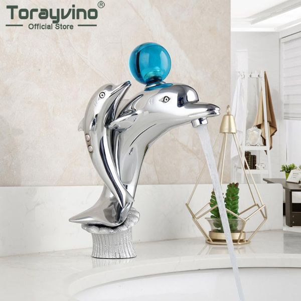 

bathroom sink faucets torayvino luxury faucet chrome polished dolphins basin single handle and cold mixer water tap1