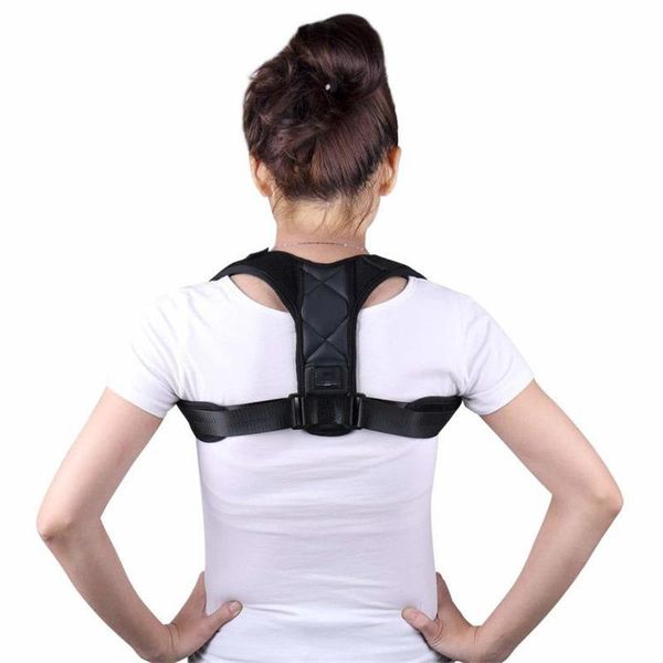 

back support belt adjustable posture corrector clavicle shoulder lumbar correction cover kg-399, Black;blue