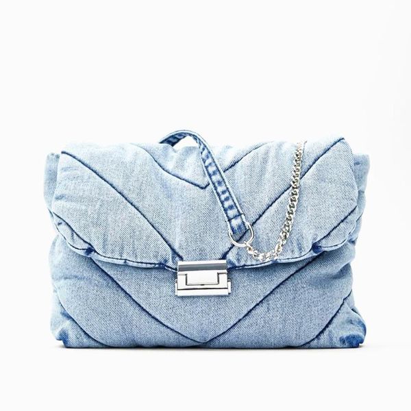 

luxury shoulder bag women designer denim bags for woman vintage blue jeans bag crossbody retro chain shoulder