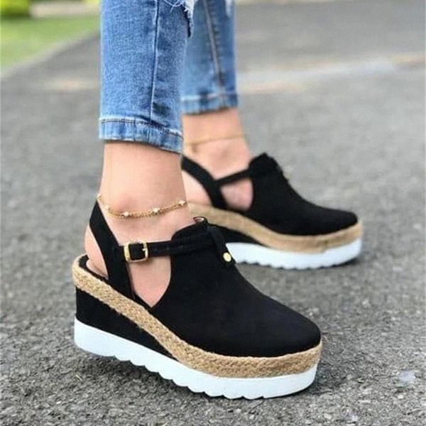 

2020 sandals women summer shoes woman wedges platform fashion fish mouth rome sandals shoes pure color wholesale #xp9w, Black