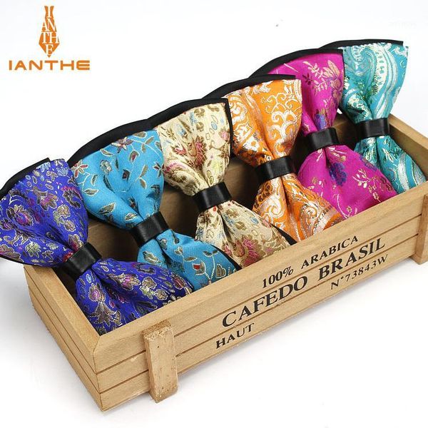 

fashion bowtie men's classic paisley polyester silk vintage wedding neck ties for man colorful gratas corbata butterfly neckwear1, Blue;purple