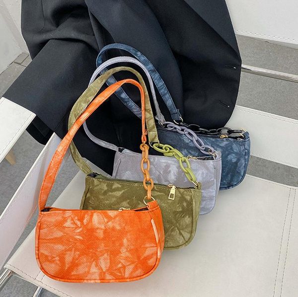 

Fashion Tie Dye Printed Handbag Totes Women Nylon Casual Shoulder Underarm Shoulder Bags Portable Travel Purse Clutches