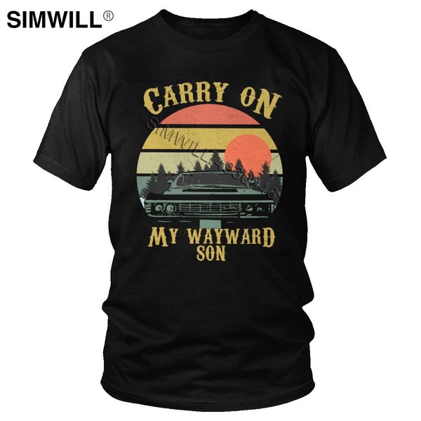 

fashion latest mens pure supernatural short sleeves carry on my wayward son print apparel sport hooded sweatshirt hoodie men t shirt
