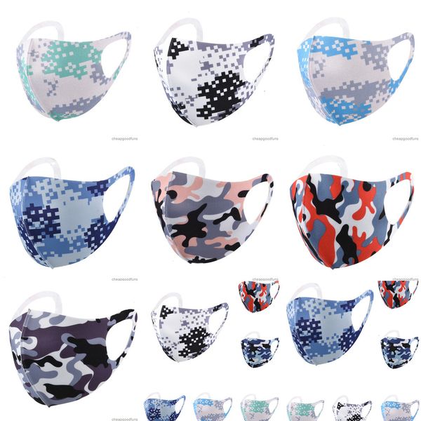 

ubaahcool ice silk cotton mask mascherine camouflage camo print anti dust pm2.5 breathable mouth designer face masks 3