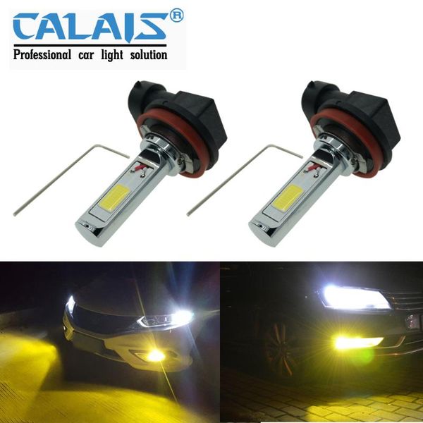 

2pcs super bright h8 led fog light bulb желтый белый 2000 люмен 3000k 6500k cob chips авто led fog замена лампы 12v 24v