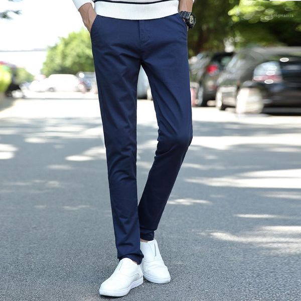 

pant business solid color men trousers autumn pure cotton casual outdoors fashion full length slim fit plus size1, Black