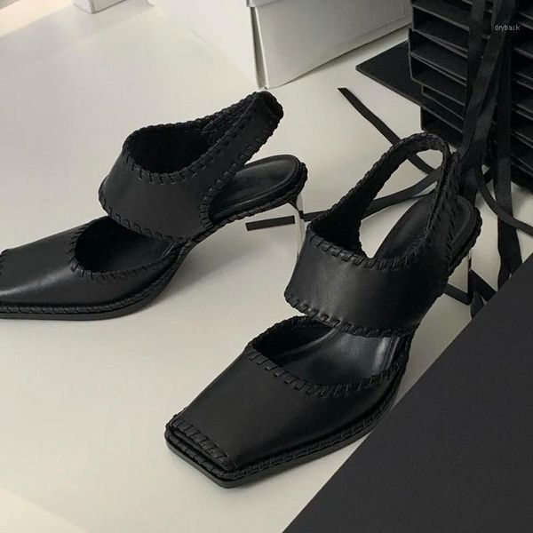 

sandals deat 2021 autumn and winter fashion casual black square head thick heel baotou high-heeled women shoes sg0971