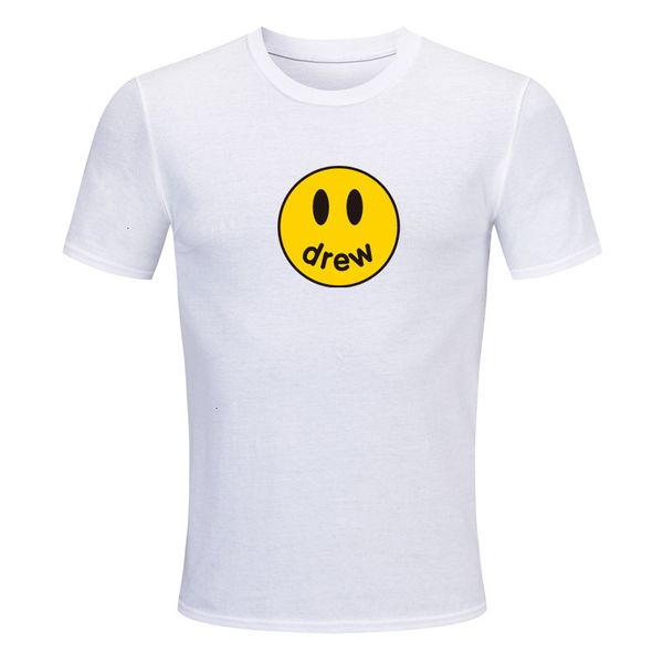 

drew short-sleeved smiley jia siding bieber american street trendy men's and women's same t-shirt, White;black