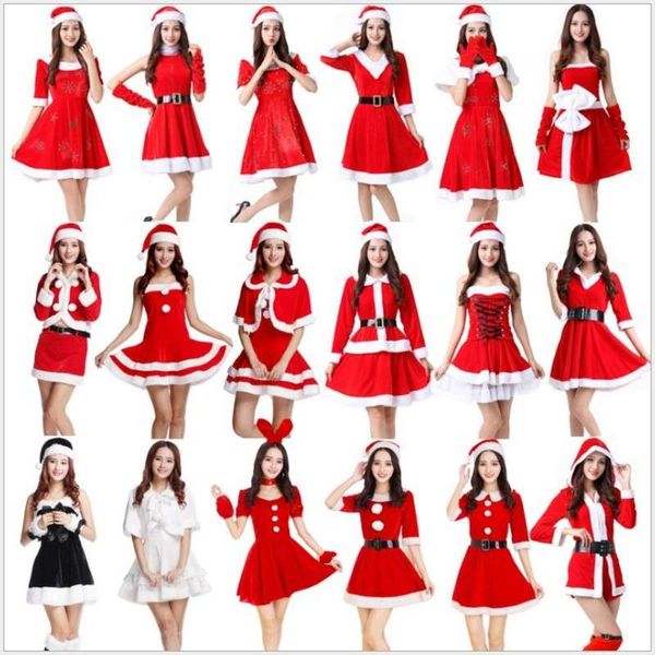

2020 new christmas red velvet clothes santa suit women, Black;gray