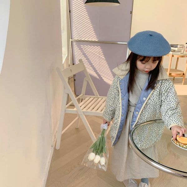 

2020 new arrival girls boys thicken patchwork coat autumn winter full sleeve fashion kids jacket girls clothes 1-7 years, Blue;gray
