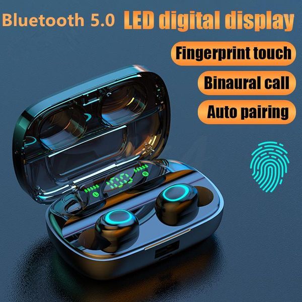 

touch bluetooth earphone v5.0 wireless noise cancelling headset hd call led ear buds bluetooth waterproof headphones1