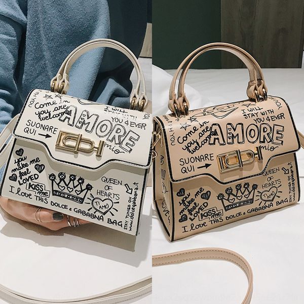 

women's 2020 new trend fashion personalized graffiti shoulder small square bagsmall square bag versatile fashion shoulder bag pwrdn