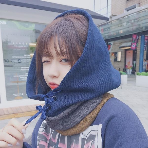 

autumn winter skullies beanies hats for men women wool scarf caps knitted hat scarf set patchwork colors block gorras mask hats1, Silver