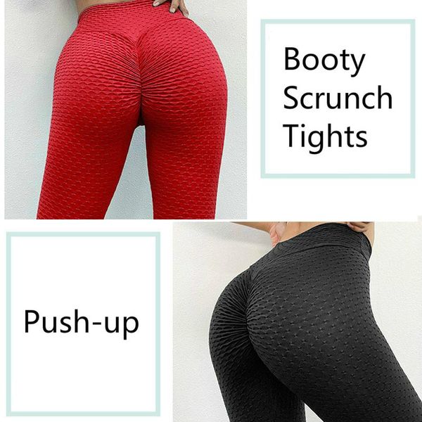 

tights women sports fitness yoga pants gym leggings high waist squat elasticity good proof booty scrunch tights crazy workout, White;red