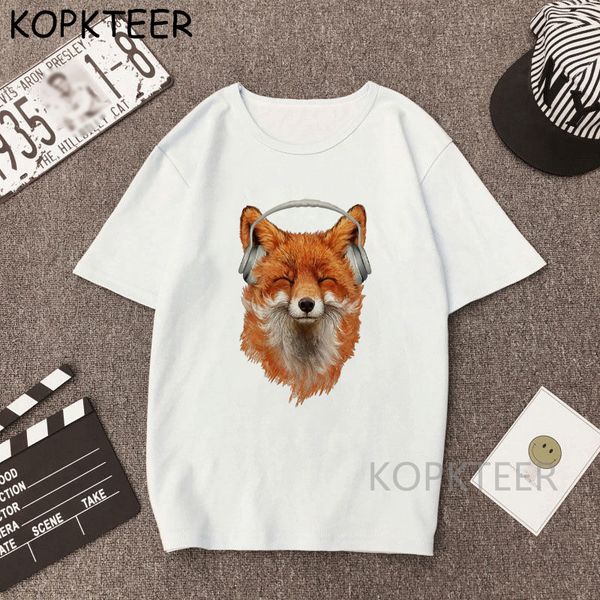 

2020 men's smiling musical fox print summer fashion casual funny design for male comfortable men tees hoodie designers t shirts sweatsh