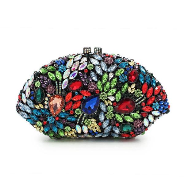 

xiyuan women luxury polychromatic crystal purse evening clutch bag metal box wedding party dinner diamond handbag