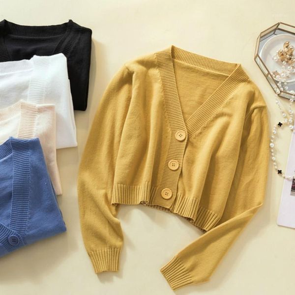 

spring autumn winter women sweaters cardigans minimalist knitting fashionable korean style ladies1, White