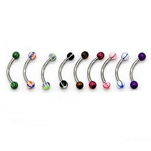 

10/20/30/50pcs stainless steel eyebrow piercing ring curved barbell tragus helix piercing rook labret eyebrow piercing jewelry q bbyten, Silver