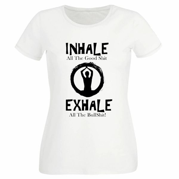 

ladies funny inhale & exhale yoga spoof joke t shirt stylish custom tee shirt sport hooded sweatshirt hoodie