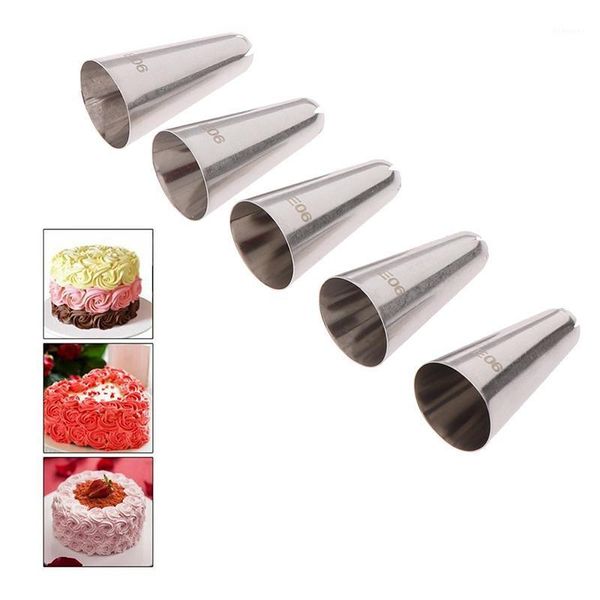 

5/10pcs e06# medium cream cake stainless steel nozzle icing nozzles baking tool cake cattern maker for valentine's day birthday1