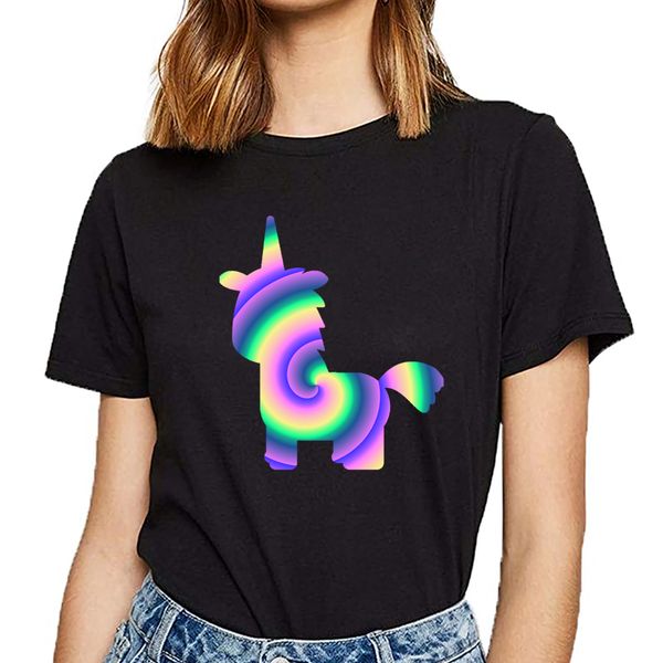

t shirt women unicorn rainbow o-neck vintage cotton female tshirt sport hooded sweatshirt hoodie