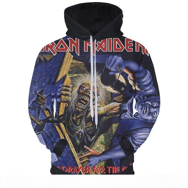 

hoodies men iron maiden sweatshirts 3d print band hoodie lifelike pullovers fans gift hip hip jumper mens women streetwear 2019 new clothing, Black