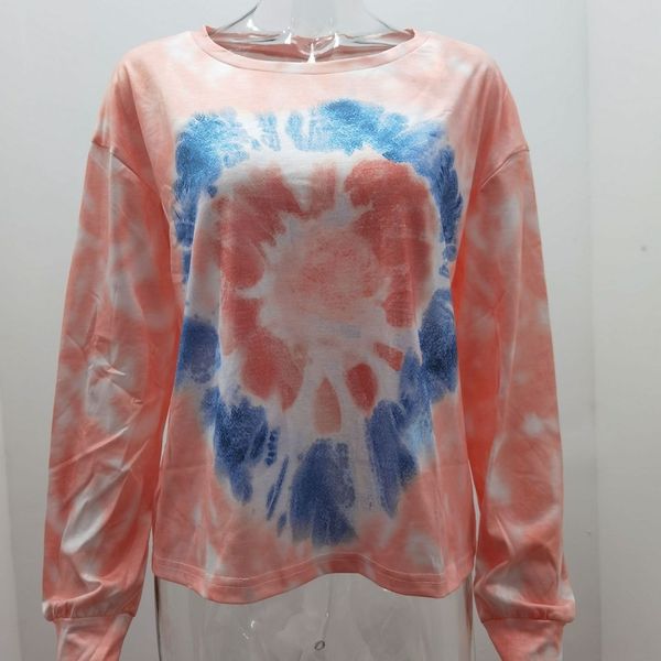 

2kbne women's tie-dyed printed tie-dyed neck 2020 sweaterlong sleeve sweater 2020 women's sweatert-shirt round printed round neck, Black