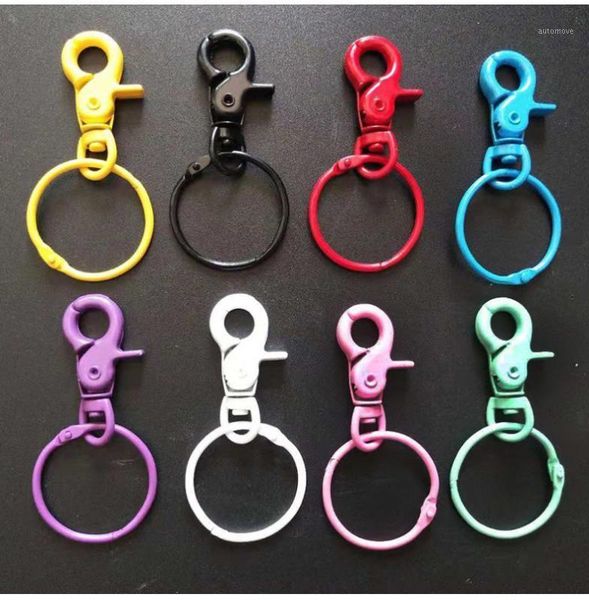 

100pcs/lot colorized dog clips candy color hooks swivel hook keyring keychains key ring1, Silver