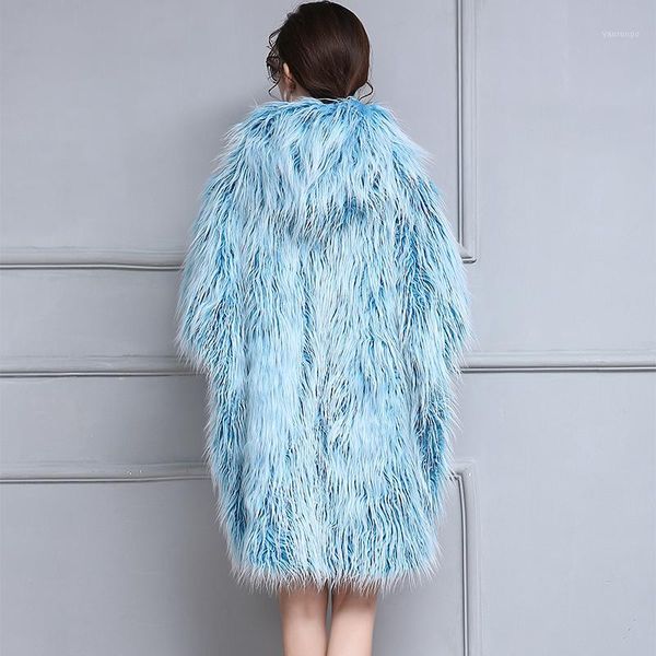 

female winter long fur coat loose batwing coat of new fund of 2020 autumn winters hooded imitation fur female in long1, Black