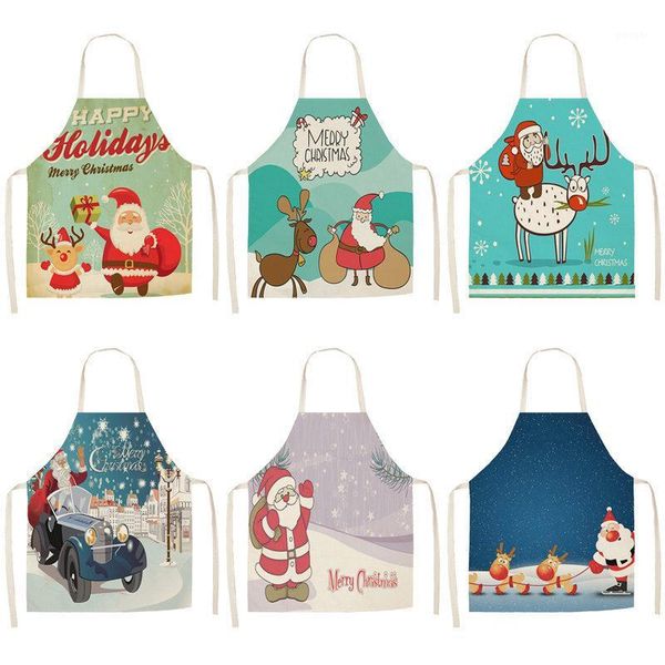 

1pcs santa claus christmas apron for woman cotton linen pinafore 53*65cm bib xmas decor pendant kitchen cooking accessory cm10101