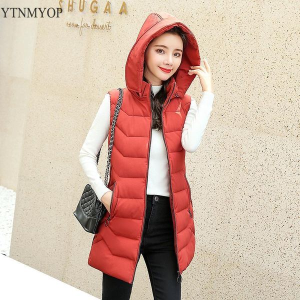 

ytnmyop women winter vest fashion autumn winter thick warm waistcoat casual solid long style hooded sleeveless vest coat 3xl 4xl1, Black;white