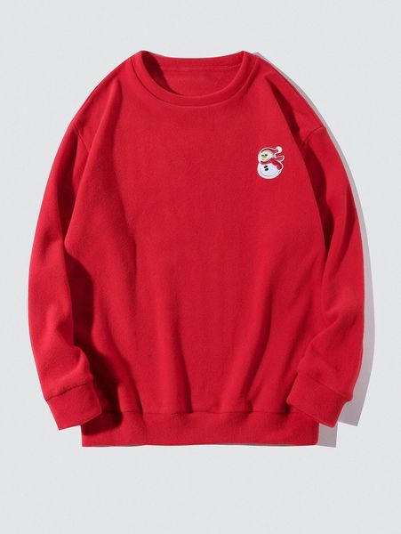 

men christmas patch detail fleece sweatshirt m0dr#, Black