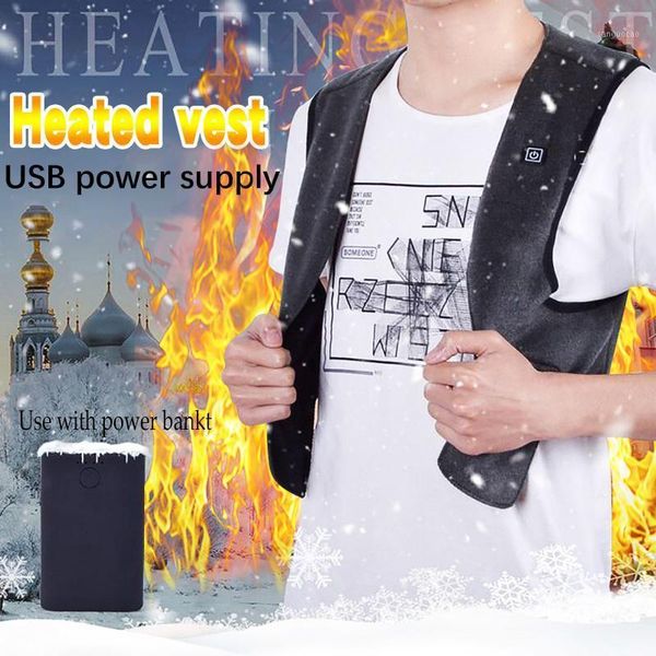 

adults outdoor usb infrared charging heating vest jacket men women winter electric thermal clothing waistcoat for sports hiking1, Gray;blue