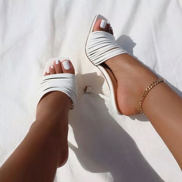 

2021 New Fashion Open Toe Sandals Women Sexy Hollow Out Slides Stiletto High Heels Elegant Party Dress Femme Shoes #Nu1L, Black