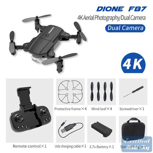 F87 4 K HD Çift Kamera FPV Mini Dronetoy, Track Uçuş, Başsız Modu, LED Işık İrtifa Tutun, Jest Fotoğraf Quadcopter, Xmas Çocuk Hediyesi, 3-3