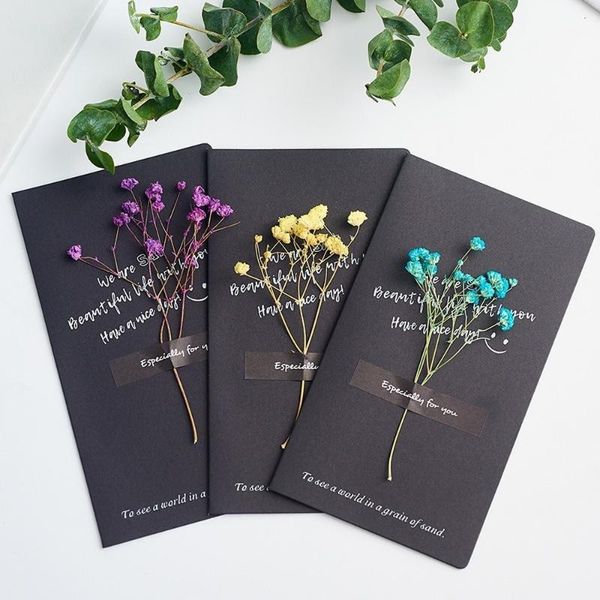 

10pcs gypsophila flowers cards folding blank paper greeting cards for birthday thank you festival kids gift card1