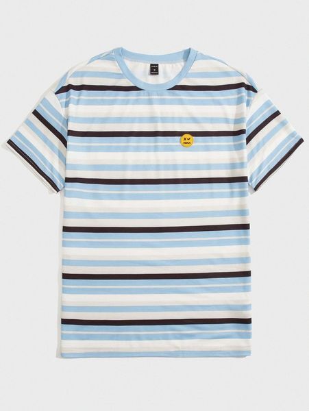 

men striped & cartoon graphic tee b0an#, White;black