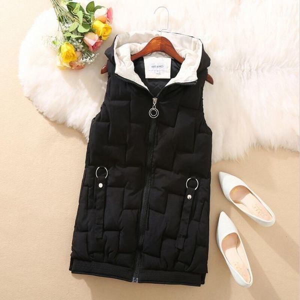 

waistcoat women vest new 2020 vests women sleeveless long slim thickening warm coat female jackets spring and autumn black1, Black;white