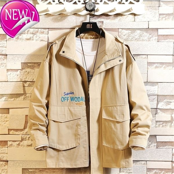 

new 2020 spring autumn jackets bigger pocket men classic solid casual fashion jacket plus asian size m-5xl, Black