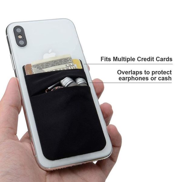 

adhesive sticker phone pocket cell phone stick on card wallet stretchy lycra credit cards id card holder pouch sl jlllgw