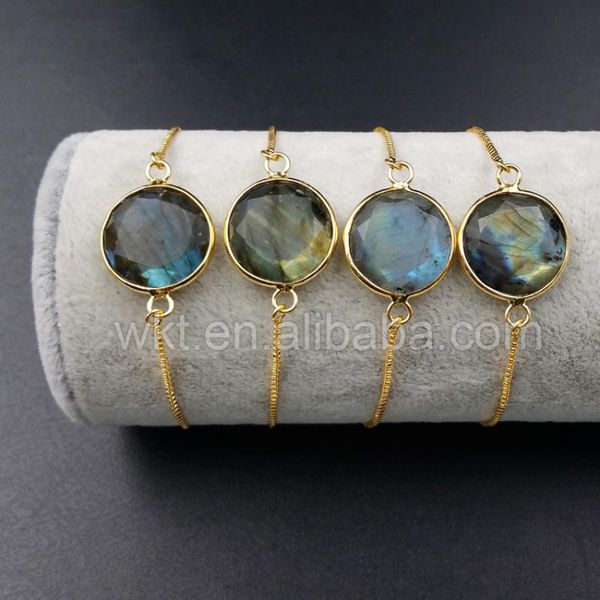 

link, chain wt-b343 wholesale natural labradorite bracelet unique circular carving stone 16mm, Black