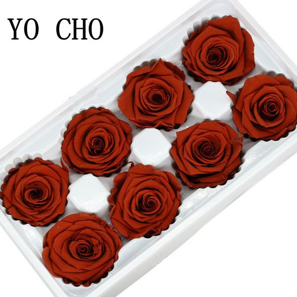 

yo cho 8pcs preserved eternal roses heads in box dry natural fresh flowers forever rose newyear valentine's gift 1022