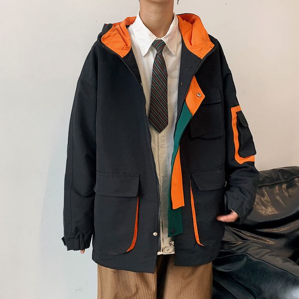 

2021 new privathinker men's plus size safari style jackets hip hop patchwork men casual korean coats autumn new male outerwear d5os, Black;brown