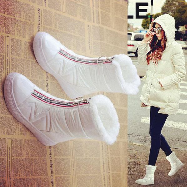

boots snow women winter round toe drop fashion thick bottom plush keep warm leisure breathable sw-01, Black