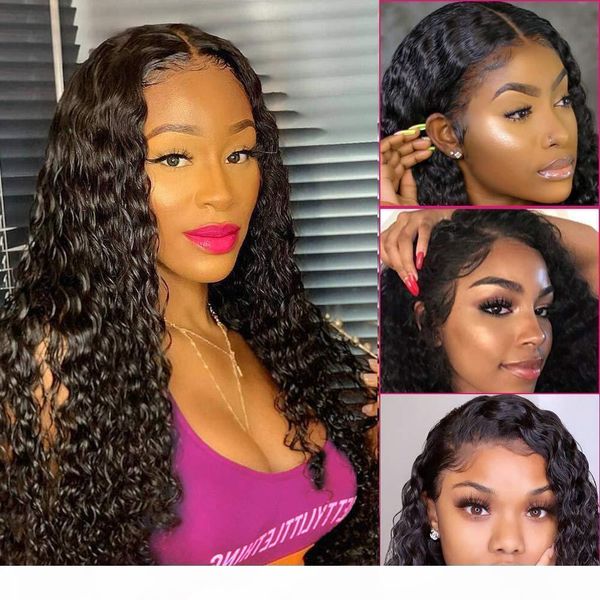 

curly human hair wig 360 lace frontal wig pre plucked with baby hair brazilian human hair wigs for women remy deep curly wig natural color, Black;brown