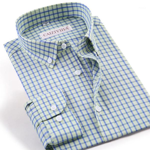 

caiziyijia men's cotton mini plaid long sleeve shirt easy care fabric-wrinkle men casual checkered plaid gingham shirts1, White;black