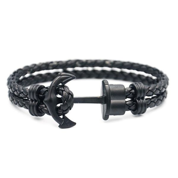 

men anchor bracelet phrep made of leather in black und anchor in ip black me jllxbd